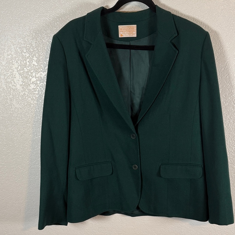Pendleton Forest Green Wool 2 Button Blazer Size … - image 1